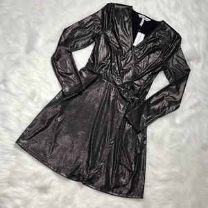 NEW BCBGeneration Wrapped Black Metallic Dress Size S